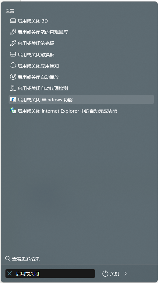 启用或关闭Windows功能